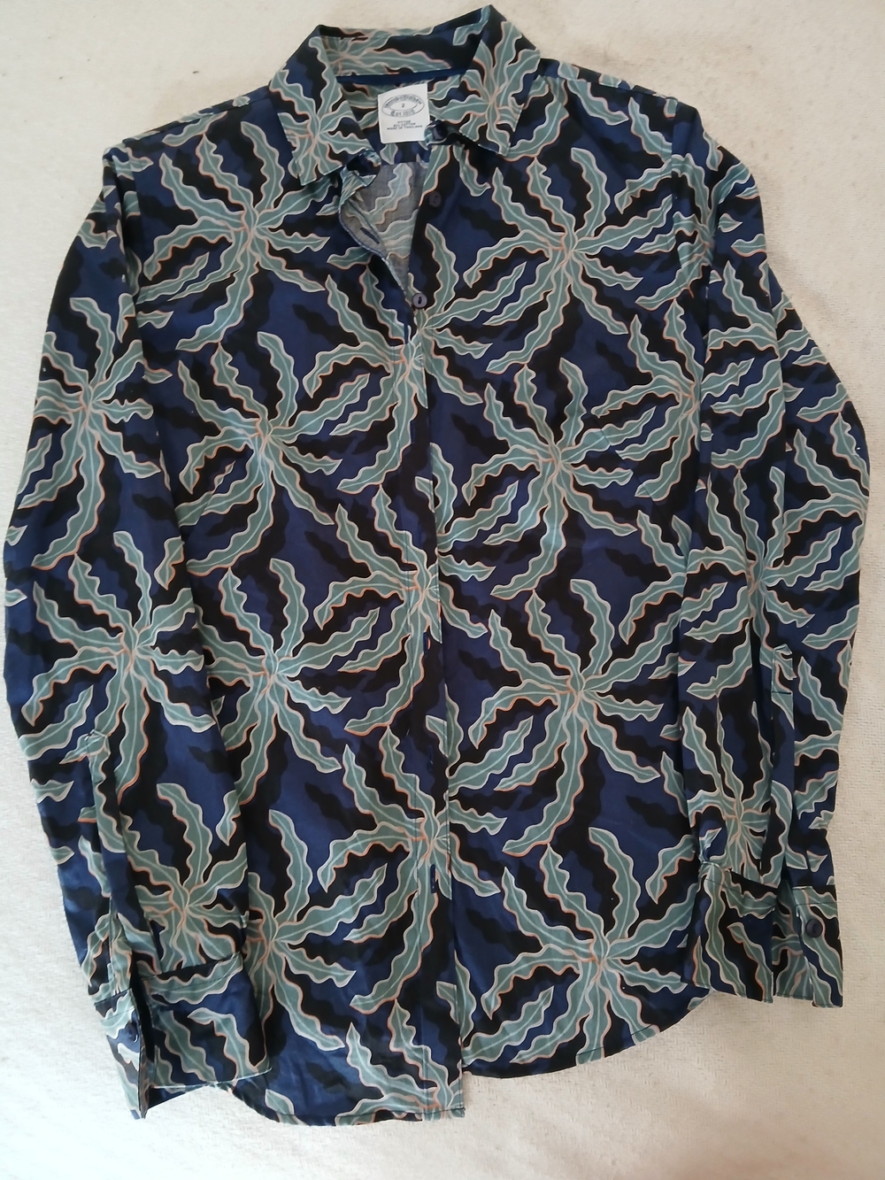 Brooks Brothers Navy & Teal Abstract Print Button-Down Shirt